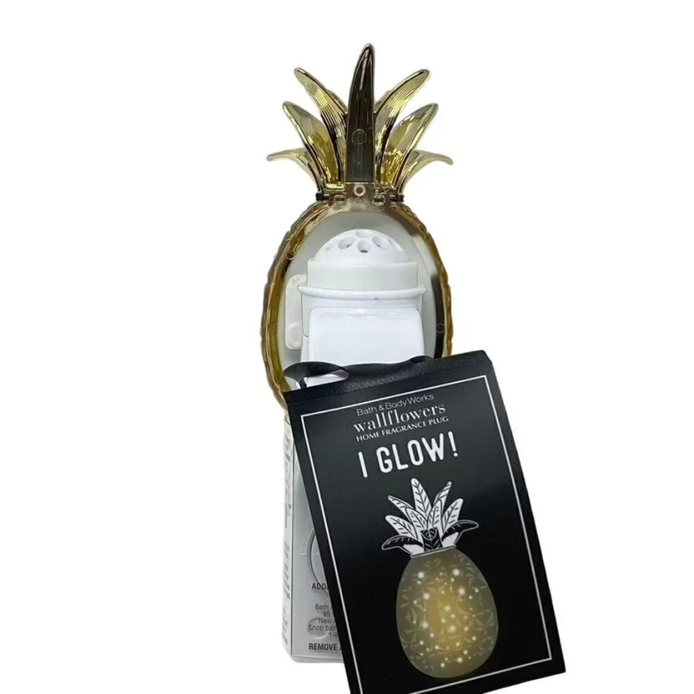 Bath & Body Works Gold Pineapple Fiber Optic Glow Wallflower Night Light Plug